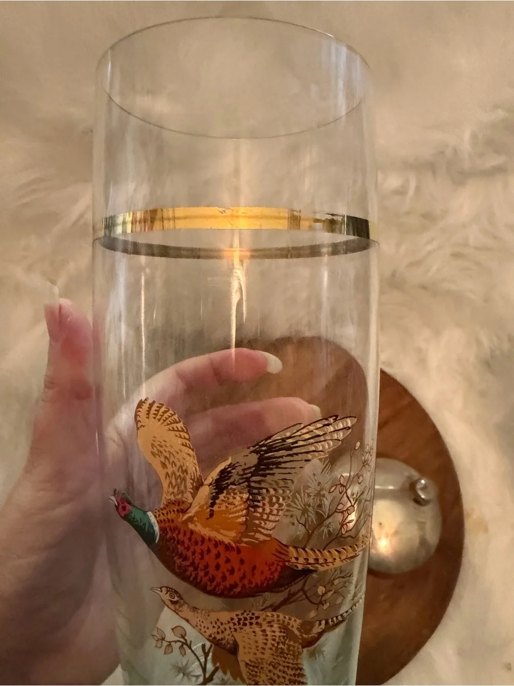 Vintage West Virginia Glass Cocktail Shaker Pheasant
